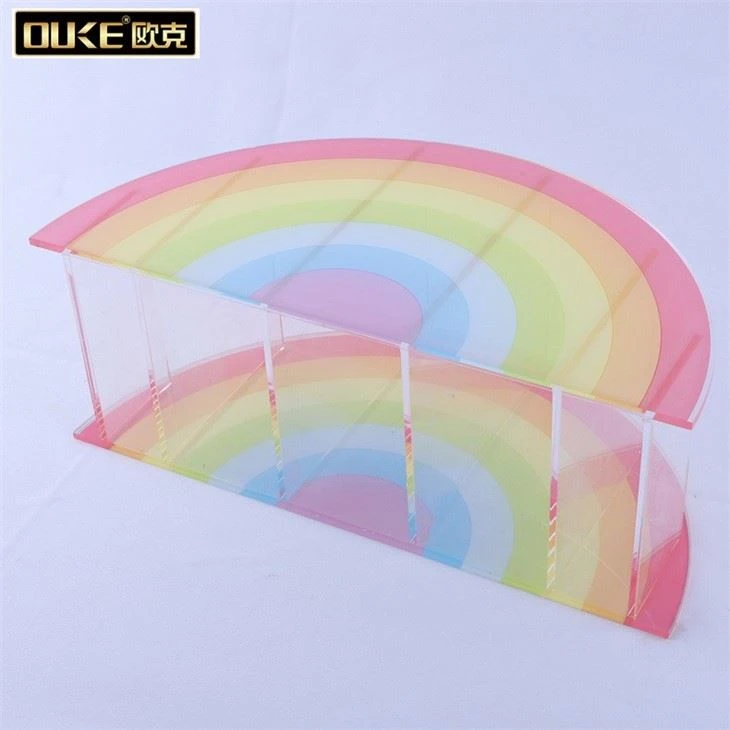 Custom Cute Raibow Acrylic Pen Holder Acrylic Makeup Brushes Holder Box